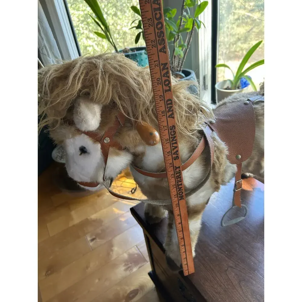 24” long vintage Trudi Giocattoli plush ride-on horse pony toy